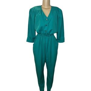 Vintage 80s By Berkeley Aqua Jumpsuit